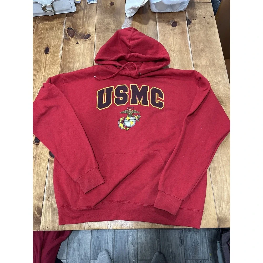 USMC United States Marine Corps Red Pullover Hoodie Sweatshirt Men's XL